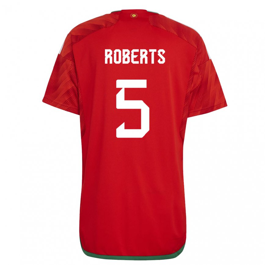 Hombre Camiseta Gales Rhiannon Roberts #5 Rojo 1ª Equipación 22-24 Argentina