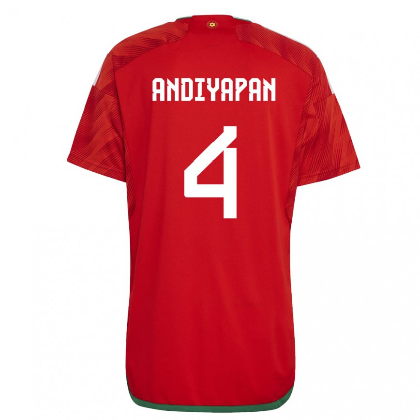 Hombre Camiseta Gales William Andiyapan #4 Rojo 1ª Equipación 22-24 Argentina