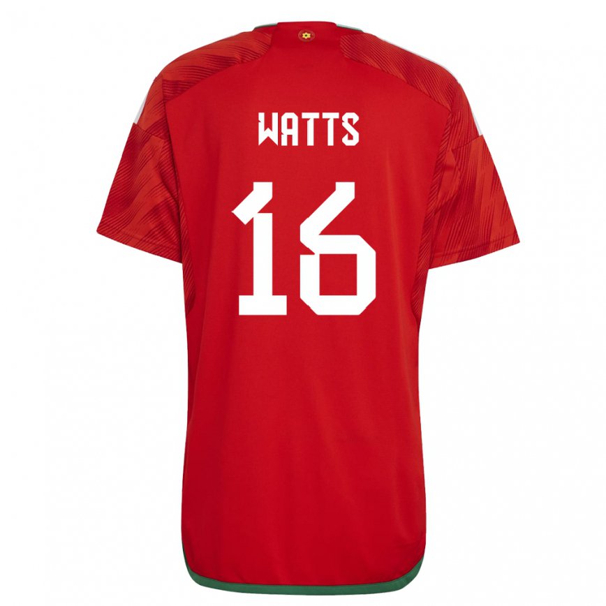 Hombre Camiseta Gales Daniel Watts #16 Rojo 1ª Equipación 22-24 Argentina