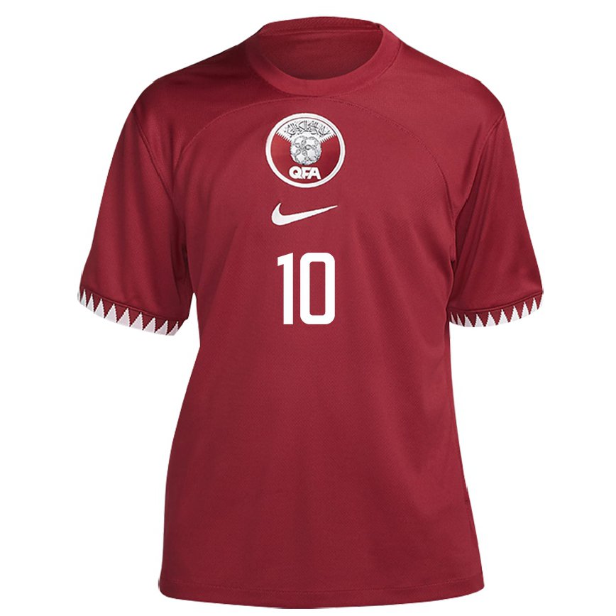 Hombre Camiseta Catar Suaad Alhashemi #10 Granate 1ª Equipación 22-24 Argentina