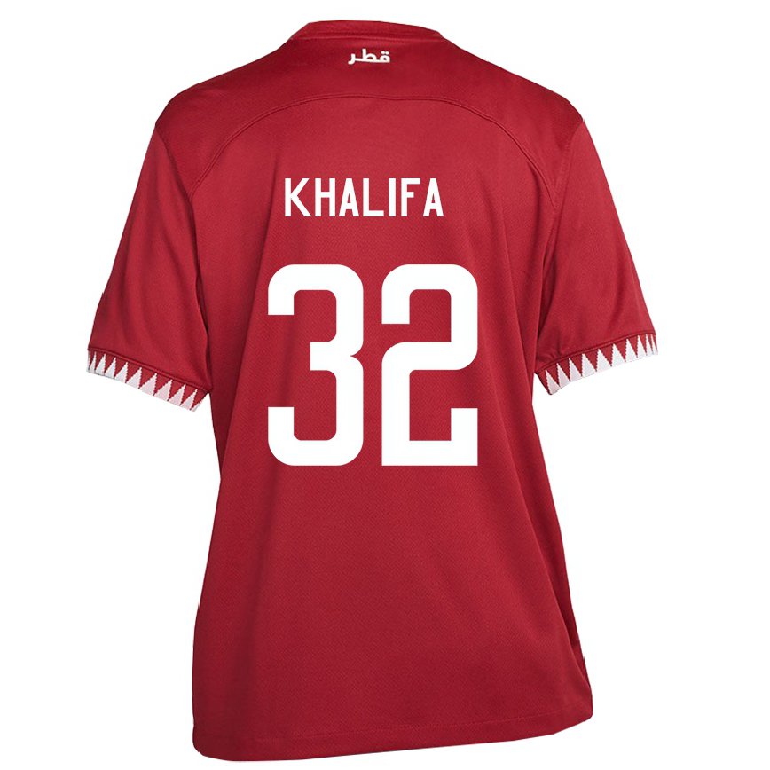 Hombre Camiseta Catar Duana Khalifa #32 Granate 1ª Equipación 22-24 Argentina