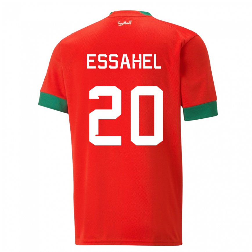 Hombre Camiseta Marruecos Mohammed Amine Essahel #20 Rojo 1ª Equipación 22-24 Argentina