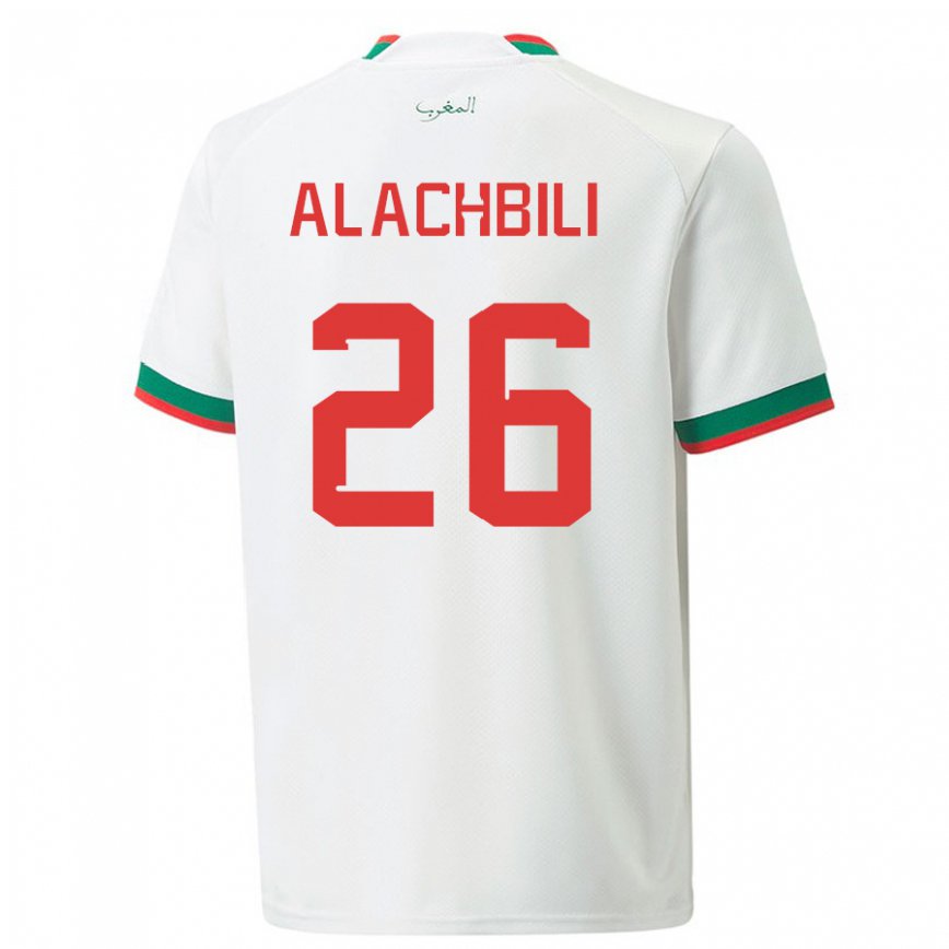 Hombre Camiseta Marruecos Taha Alachbili #26 Blanco 2ª Equipación 22-24 Argentina