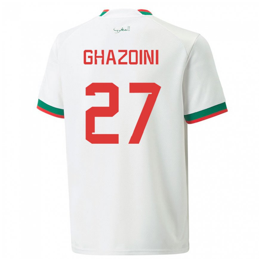 Hombre Camiseta Marruecos Amine Ghazoini #27 Blanco 2ª Equipación 22-24 Argentina