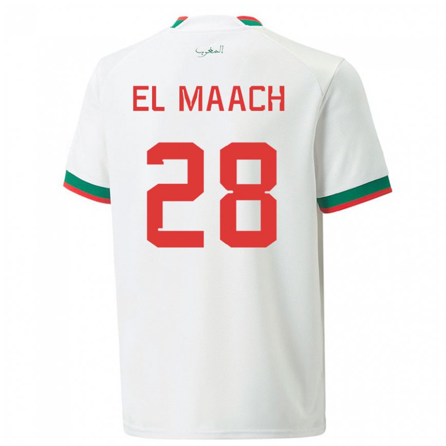 Hombre Camiseta Marruecos Fouad El Maach #28 Blanco 2ª Equipación 22-24 Argentina