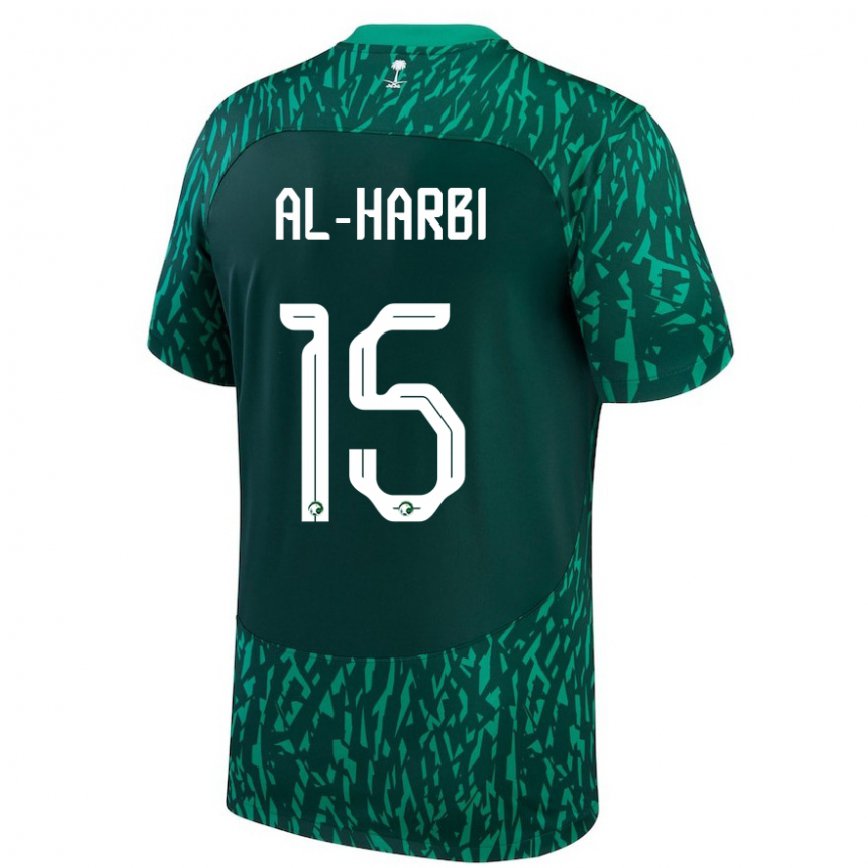 Hombre Camiseta Arabia Saudita Mashael Al Harbi #15 Verde Oscuro 2ª Equipación 22-24 Argentina