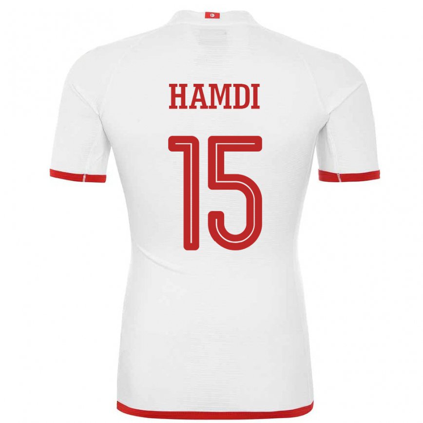 Hombre Camiseta Túnez Hanna Hamdi #15 Blanco 2ª Equipación 22-24 Argentina