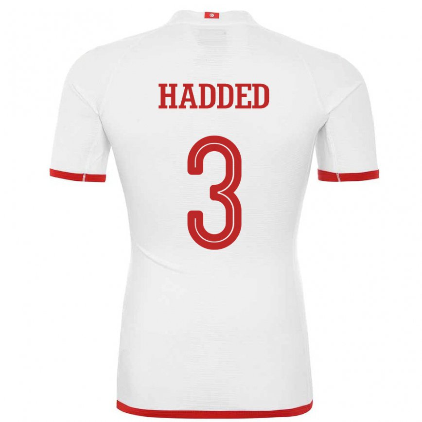 Hombre Camiseta Túnez Rayen Hadded #3 Blanco 2ª Equipación 22-24 Argentina