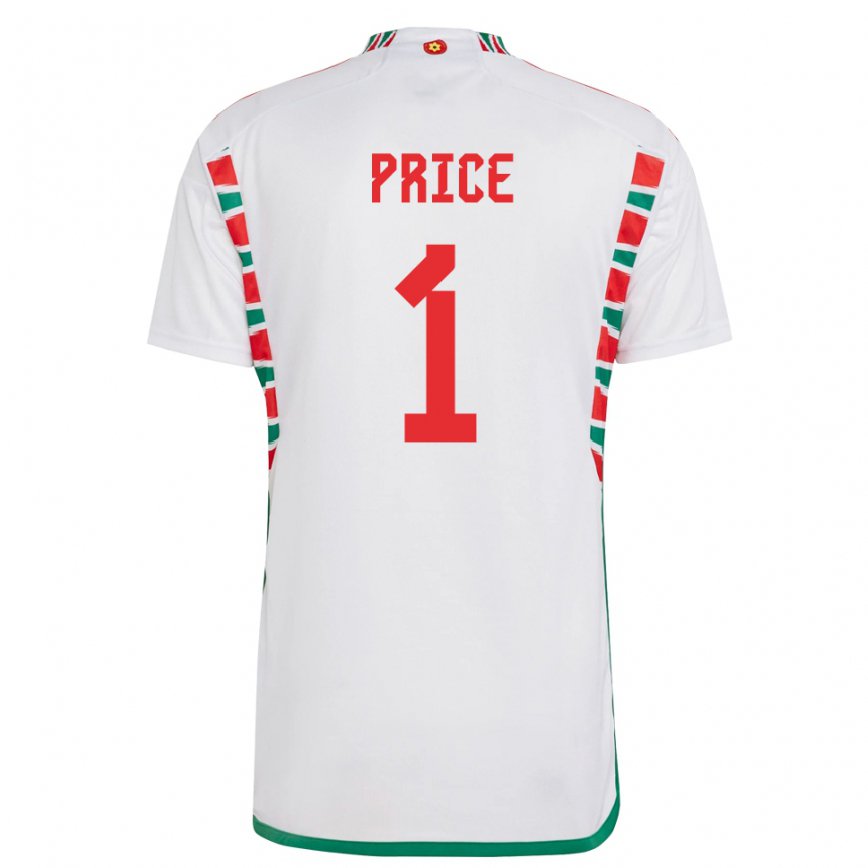 Hombre Camiseta Gales Jo Price #1 Blanco 2ª Equipación 22-24 Argentina