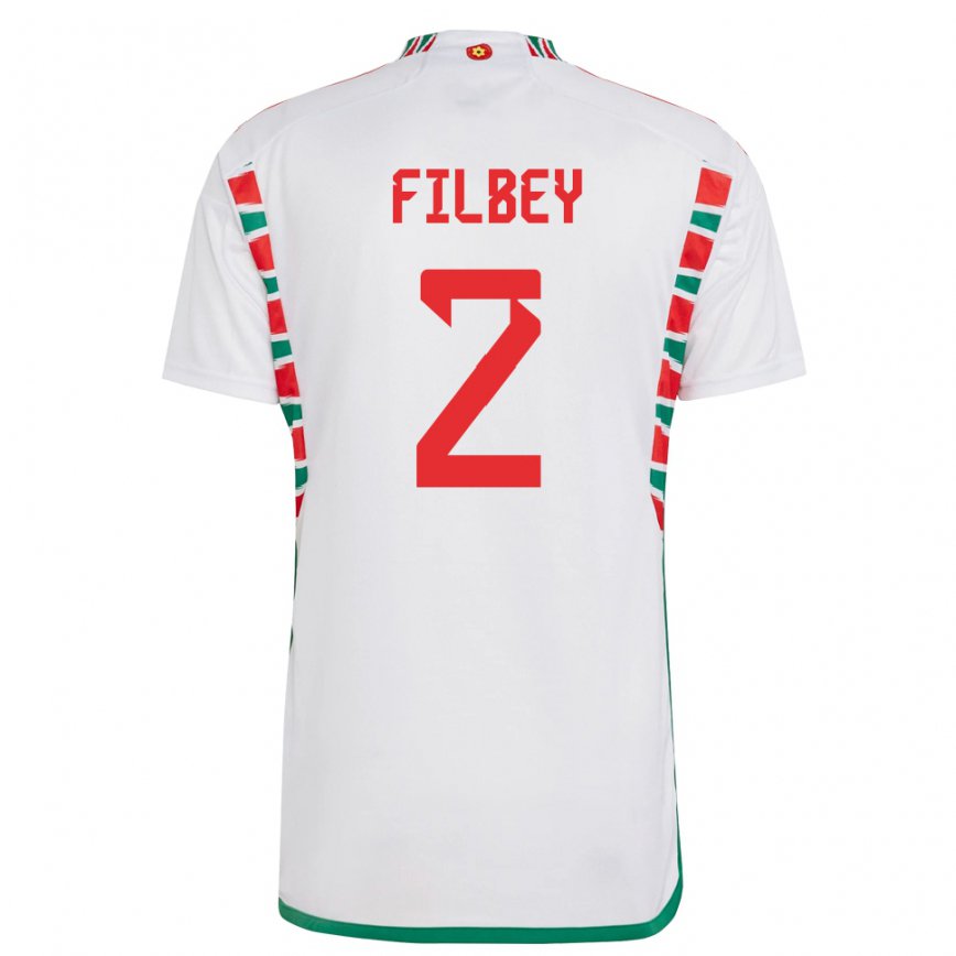 Hombre Camiseta Gales Anna Filbey #2 Blanco 2ª Equipación 22-24 Argentina