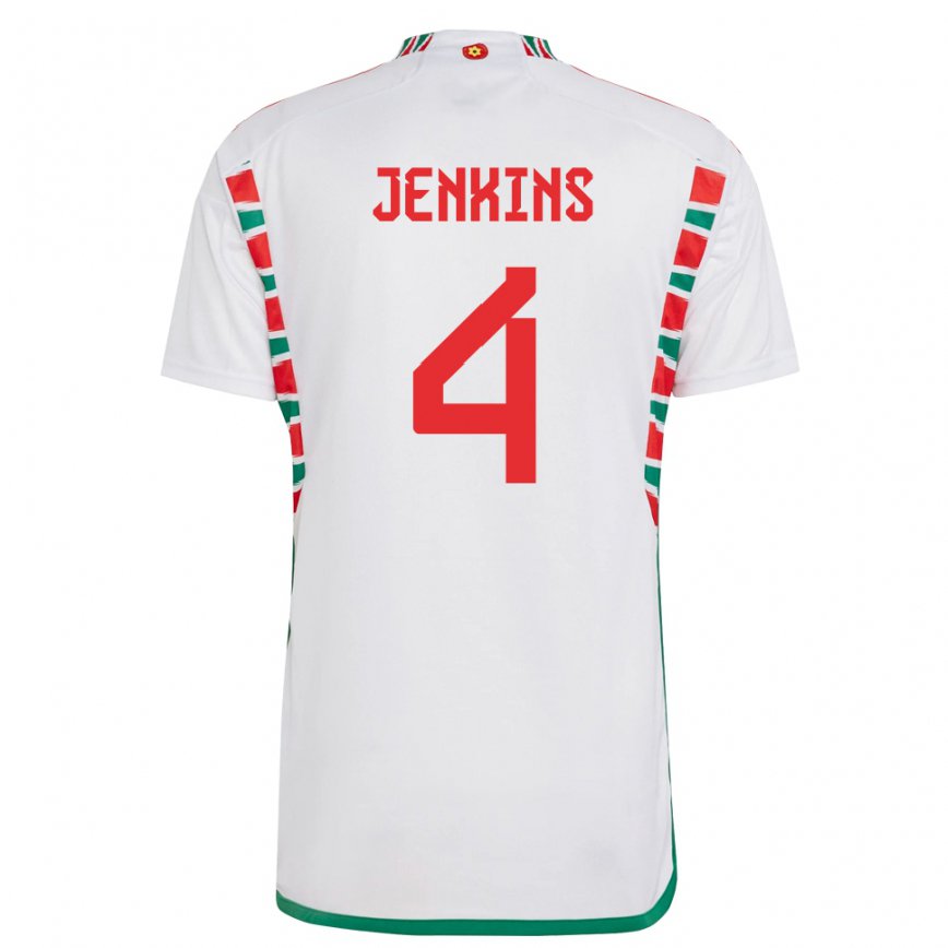 Hombre Camiseta Gales Shaunna Jenkins #4 Blanco 2ª Equipación 22-24 Argentina