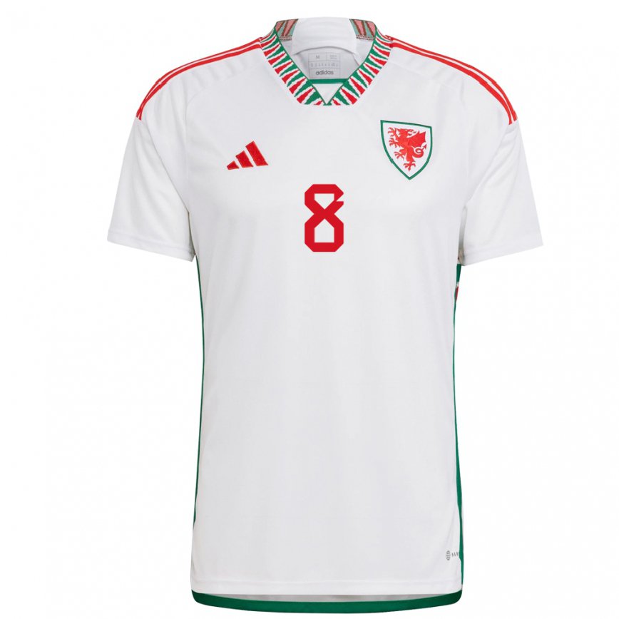 Hombre Camiseta Gales Angharad James #8 Blanco 2ª Equipación 22-24 Argentina