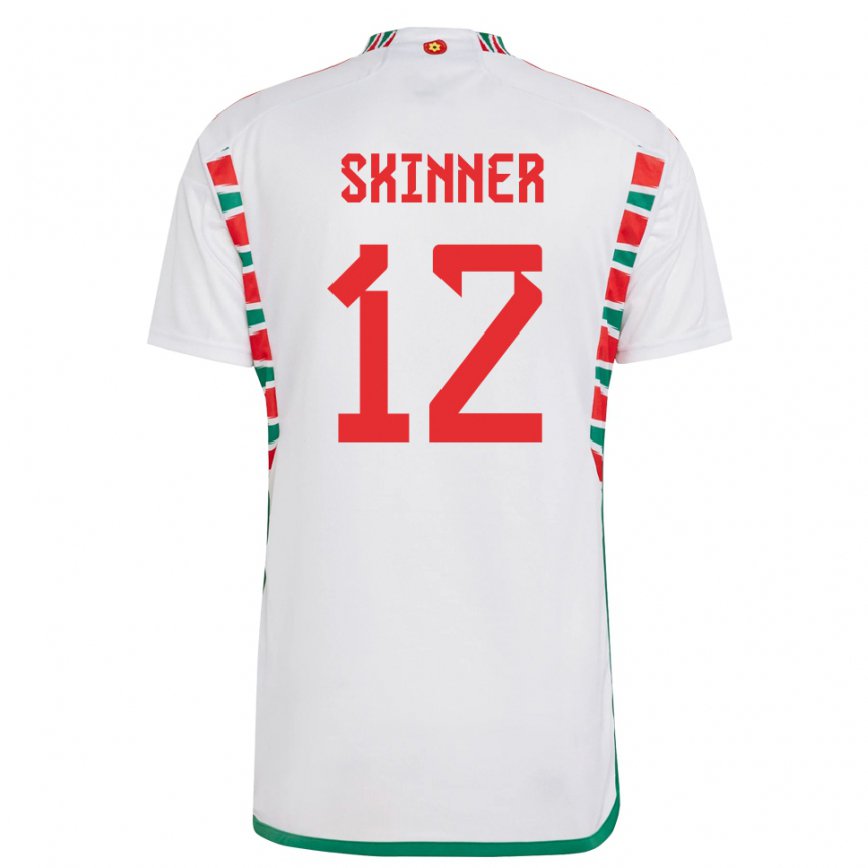 Hombre Camiseta Gales Claire Skinner #12 Blanco 2ª Equipación 22-24 Argentina