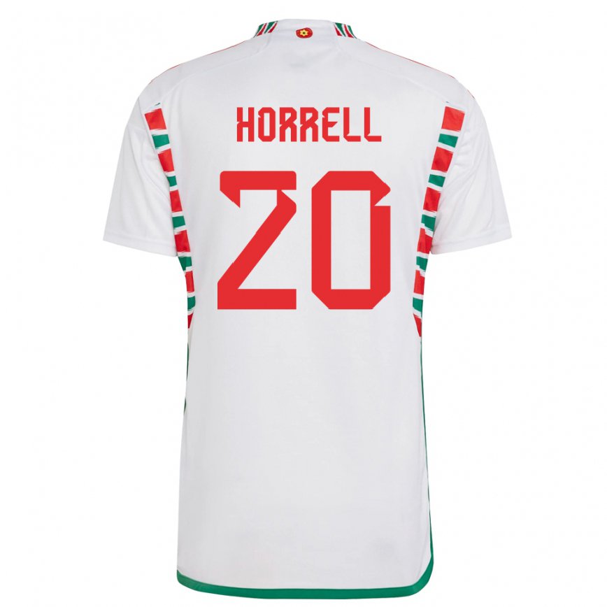 Hombre Camiseta Gales Grace Horrell #20 Blanco 2ª Equipación 22-24 Argentina