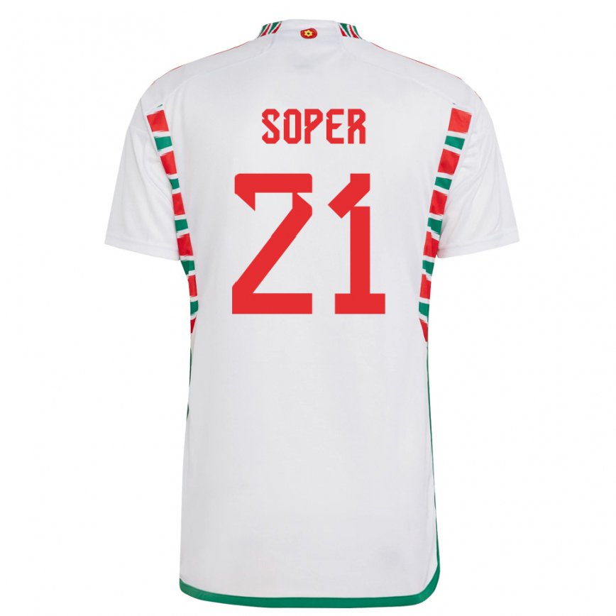 Hombre Camiseta Gales Poppy Soper #21 Blanco 2ª Equipación 22-24 Argentina