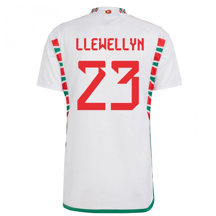 Hombre Camiseta Gales Ffion Llewellyn #23 Blanco 2ª Equipación 22-24 Argentina