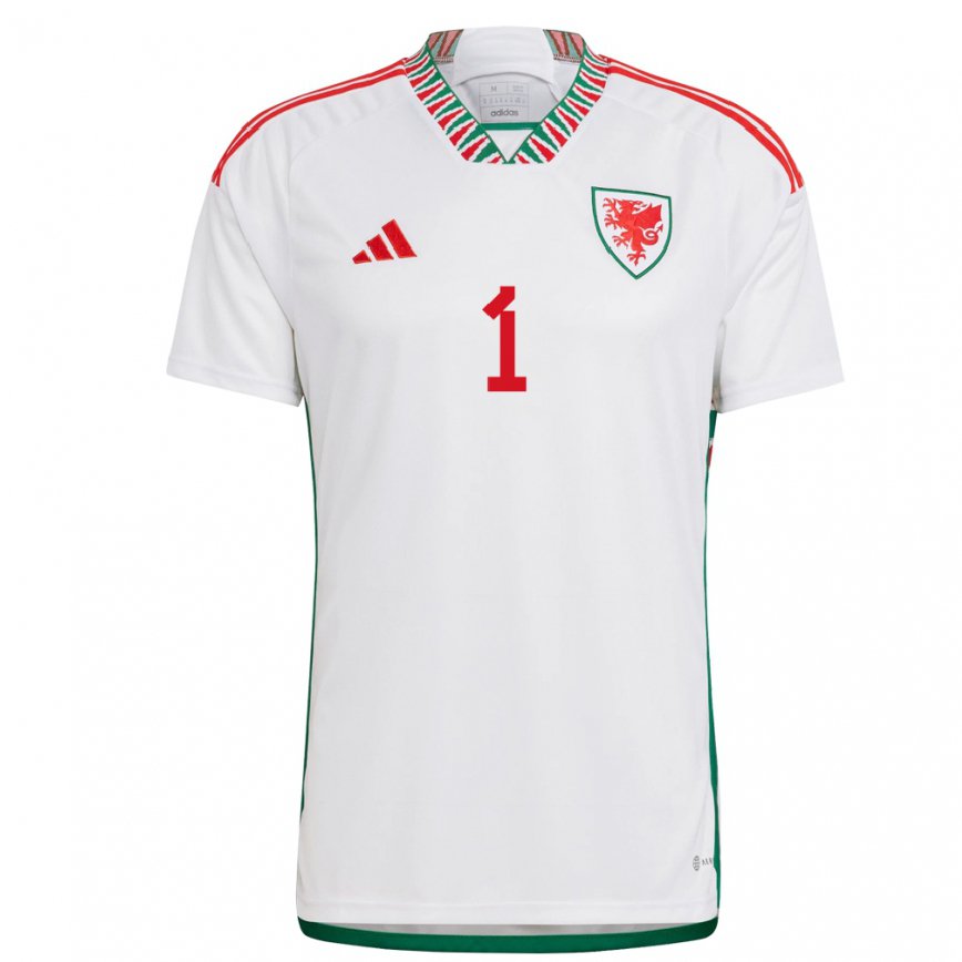 Hombre Camiseta Gales Ronnie Hollingshead #1 Blanco 2ª Equipación 22-24 Argentina