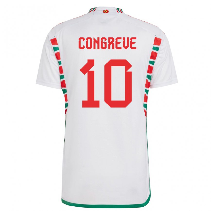 Hombre Camiseta Gales Cameron Congreve #10 Blanco 2ª Equipación 22-24 Argentina