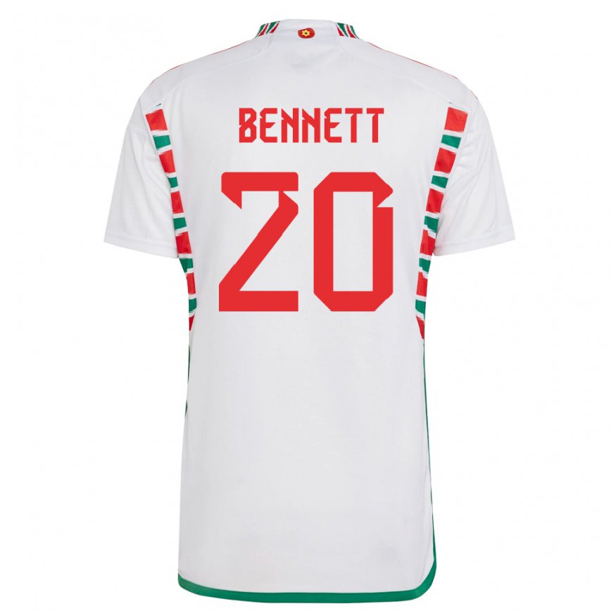 Hombre Camiseta Gales Aaron Bennett #20 Blanco 2ª Equipación 22-24 Argentina