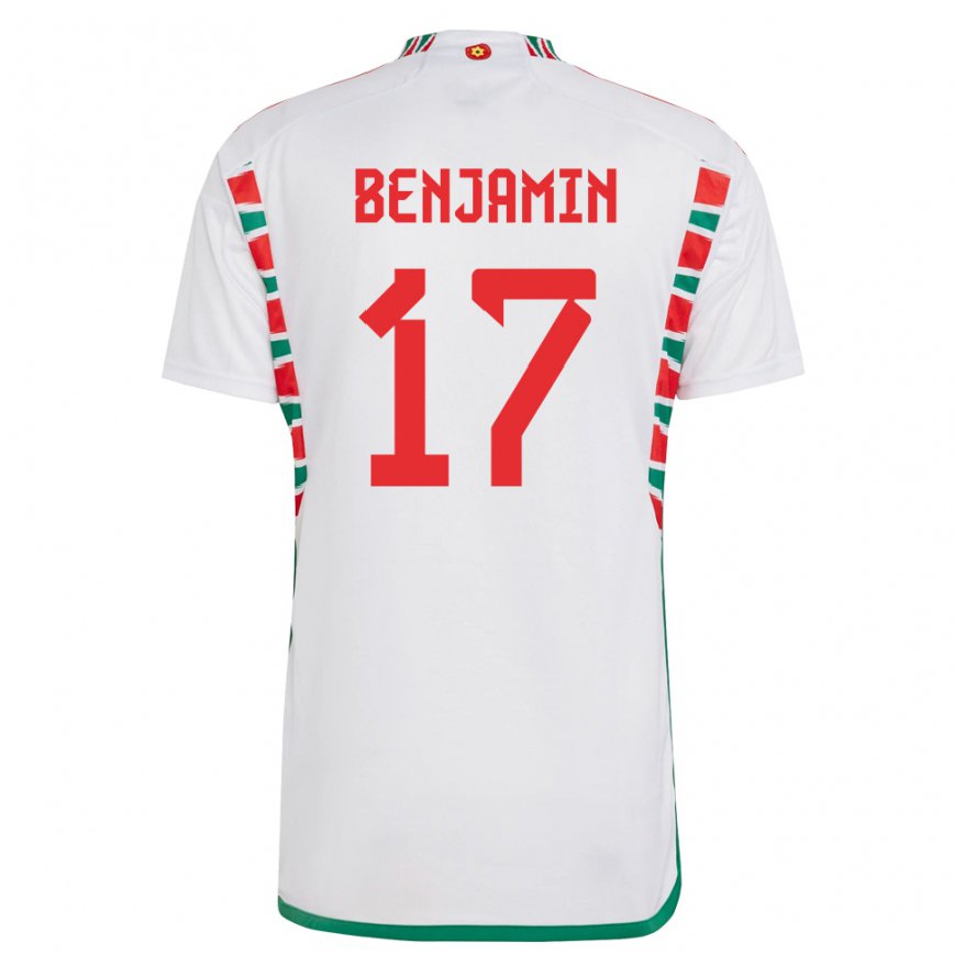 Hombre Camiseta Gales Omari Benjamin #17 Blanco 2ª Equipación 22-24 Argentina