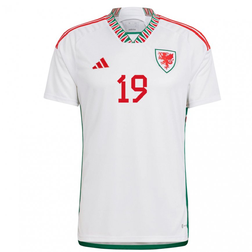 Hombre Camiseta Gales Japhet Mpadi #19 Blanco 2ª Equipación 22-24 Argentina