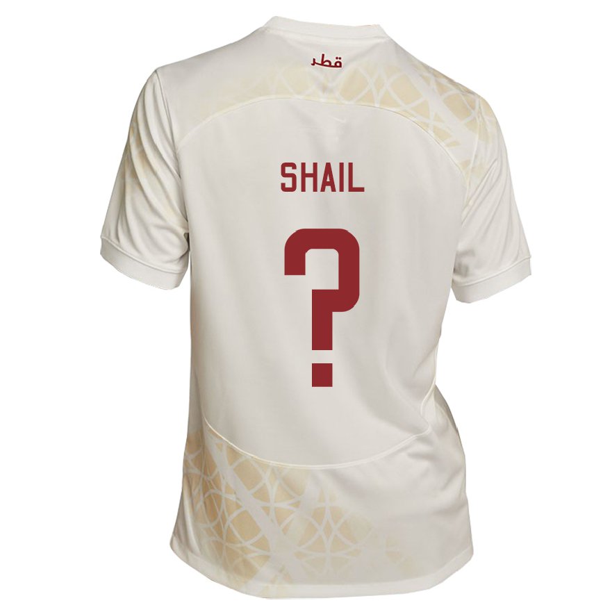 Hombre Camiseta Catar Ahmad Shail #0 Beis Dorado 2ª Equipación 22-24 Argentina