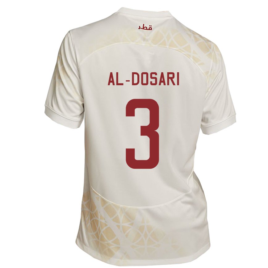 Hombre Camiseta Catar Dana Al Dosari #3 Beis Dorado 2ª Equipación 22-24 Argentina