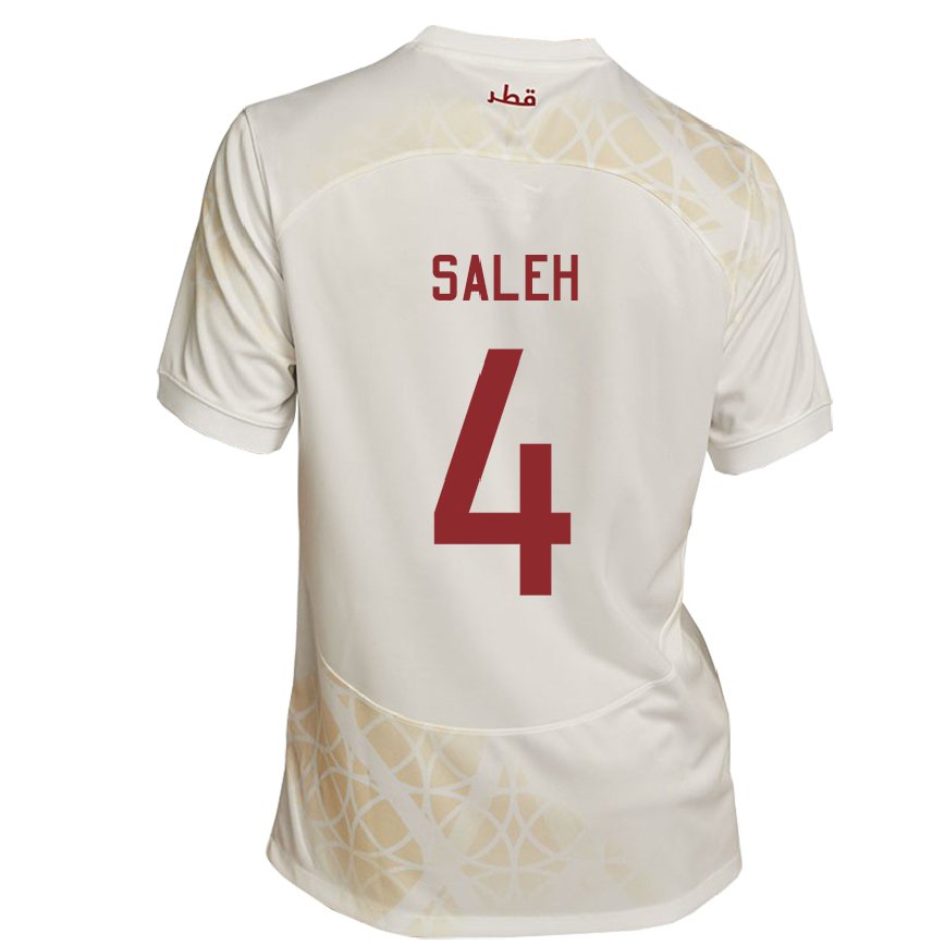 Hombre Camiseta Catar Hagar Saleh #4 Beis Dorado 2ª Equipación 22-24 Argentina