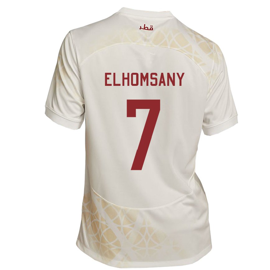 Hombre Camiseta Catar Yasmeen Elhomsany #7 Beis Dorado 2ª Equipación 22-24 Argentina