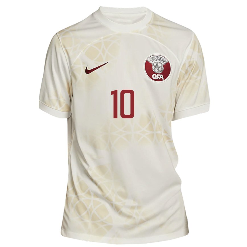 Hombre Camiseta Catar Suaad Alhashemi #10 Beis Dorado 2ª Equipación 22-24 Argentina