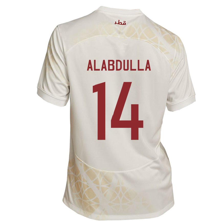 Hombre Camiseta Catar Moudhi Alabdulla #14 Beis Dorado 2ª Equipación 22-24 Argentina