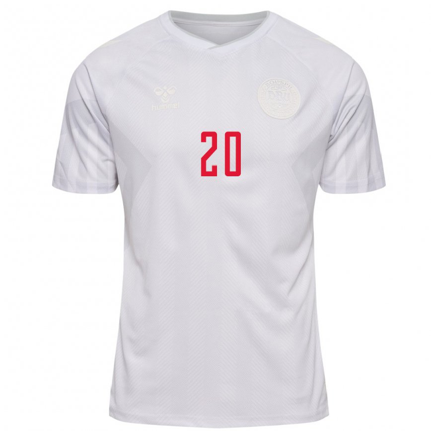 Hombre Camiseta Dinamarca Gustav Christensen #20 Blanco 2ª Equipación 22-24 Argentina