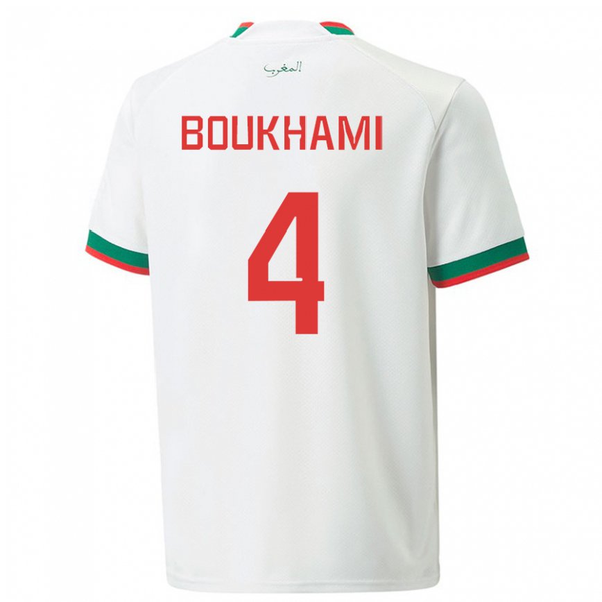 Hombre Camiseta Marruecos Siham Boukhami #4 Blanco 2ª Equipación 22-24 Argentina