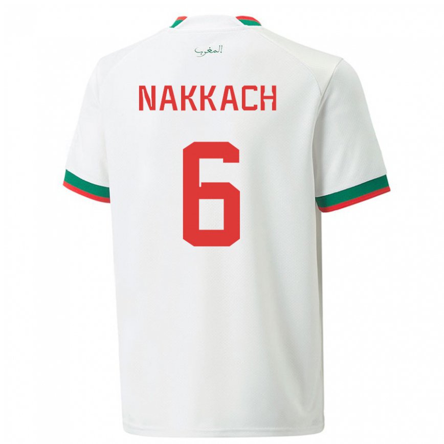 Hombre Camiseta Marruecos Elodie Nakkach #6 Blanco 2ª Equipación 22-24 Argentina