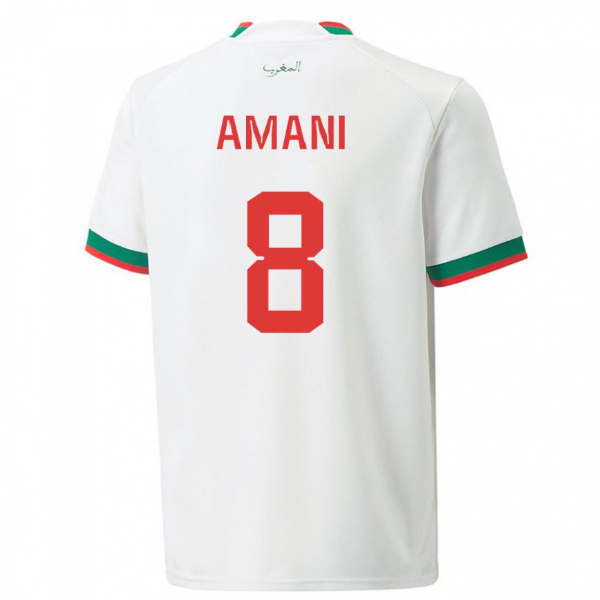 Hombre Camiseta Marruecos Salma Amani #8 Blanco 2ª Equipación 22-24 Argentina