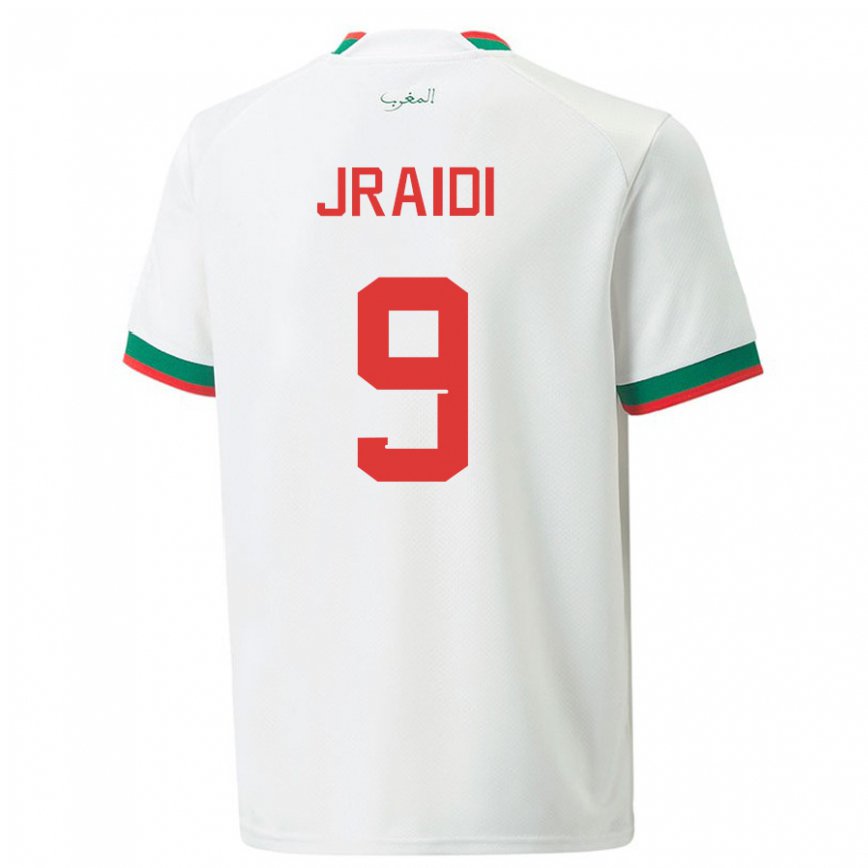 Hombre Camiseta Marruecos Ibtissam Jraidi #9 Blanco 2ª Equipación 22-24 Argentina