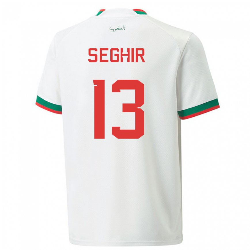 Hombre Camiseta Marruecos Sabah Seghir #13 Blanco 2ª Equipación 22-24 Argentina