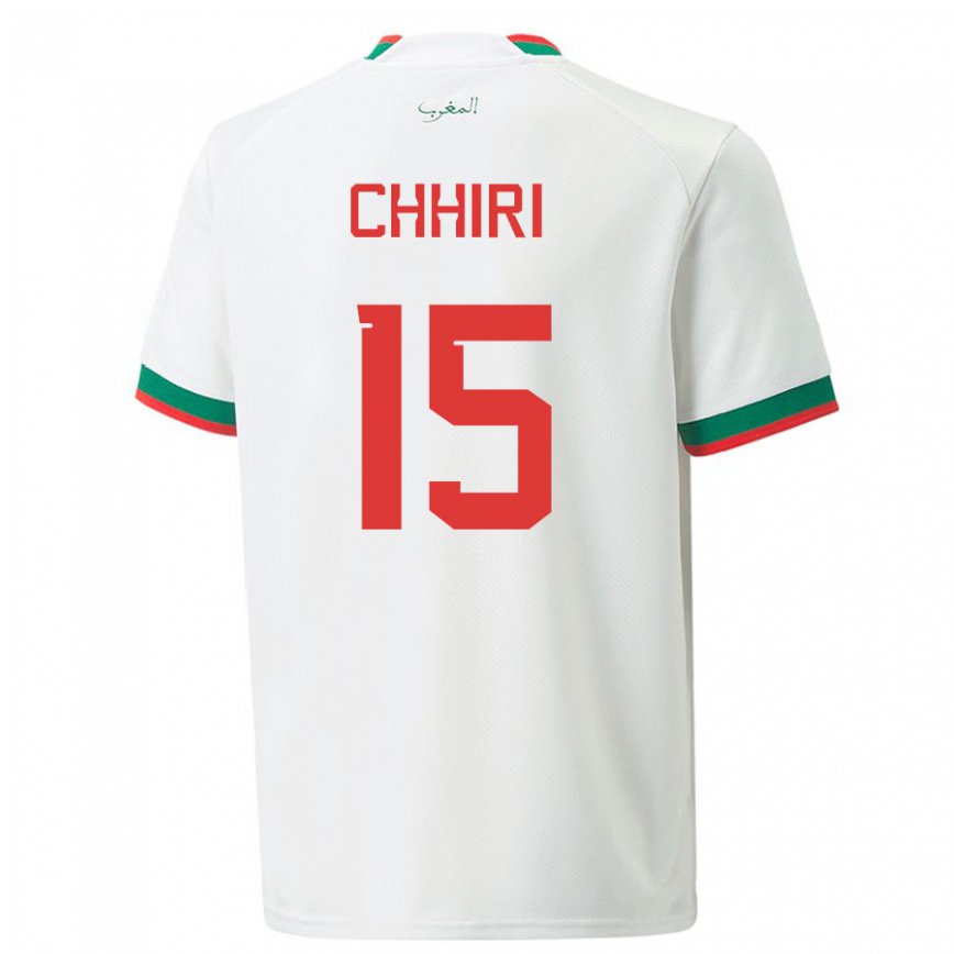 Hombre Camiseta Marruecos Ghizlane Chhiri #15 Blanco 2ª Equipación 22-24 Argentina