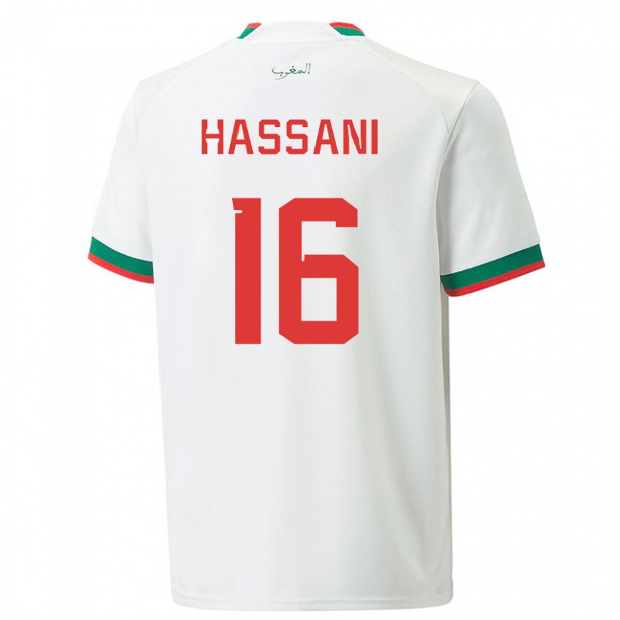 Hombre Camiseta Marruecos Samya Hassani #16 Blanco 2ª Equipación 22-24 Argentina