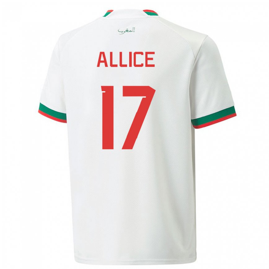 Hombre Camiseta Marruecos Eva Allice #17 Blanco 2ª Equipación 22-24 Argentina