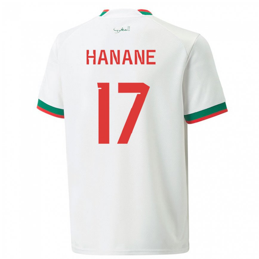 Hombre Camiseta Marruecos Hanane Ait El Haj #17 Blanco 2ª Equipación 22-24 Argentina