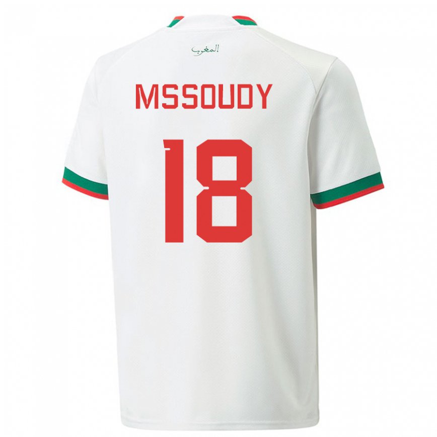 Hombre Camiseta Marruecos Sanaa Mssoudy #18 Blanco 2ª Equipación 22-24 Argentina