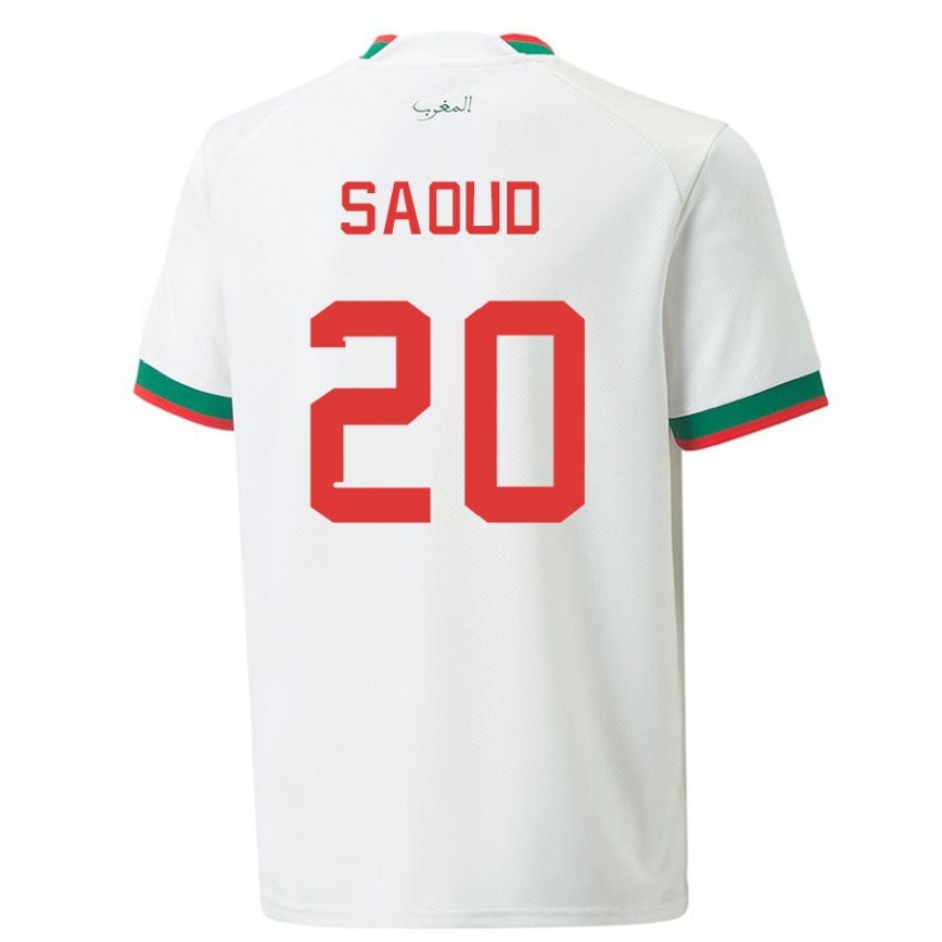 Hombre Camiseta Marruecos Imane Saoud #20 Blanco 2ª Equipación 22-24 Argentina