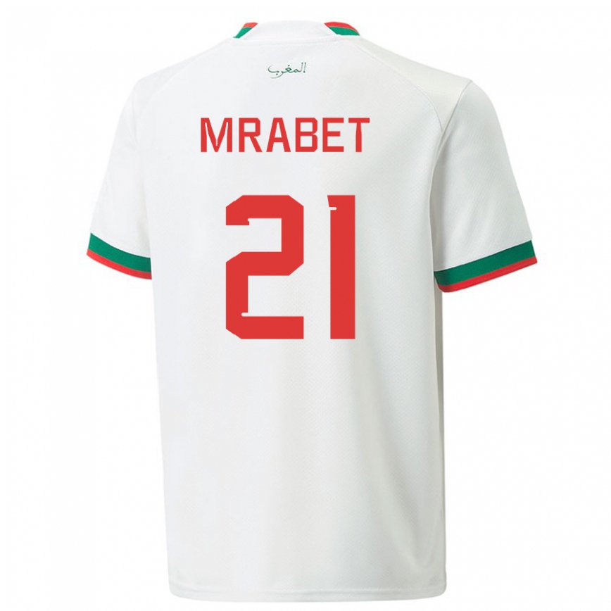 Hombre Camiseta Marruecos Yasmin Mrabet #21 Blanco 2ª Equipación 22-24 Argentina