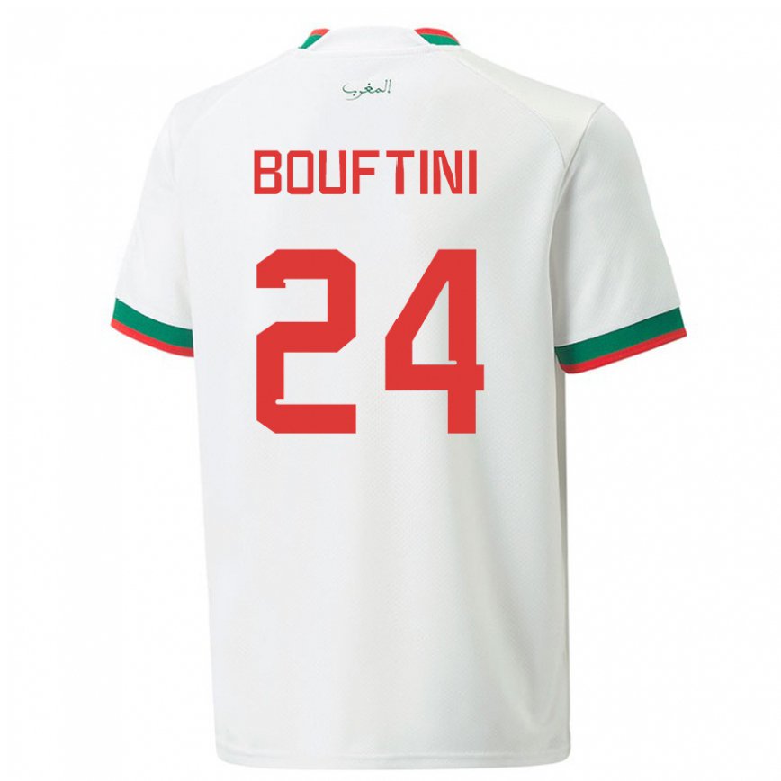 Hombre Camiseta Marruecos Sofia Bouftini #24 Blanco 2ª Equipación 22-24 Argentina