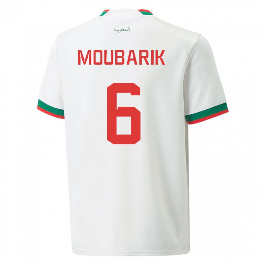 Hombre Camiseta Marruecos El Mehdi Moubarik #6 Blanco 2ª Equipación 22-24 Argentina