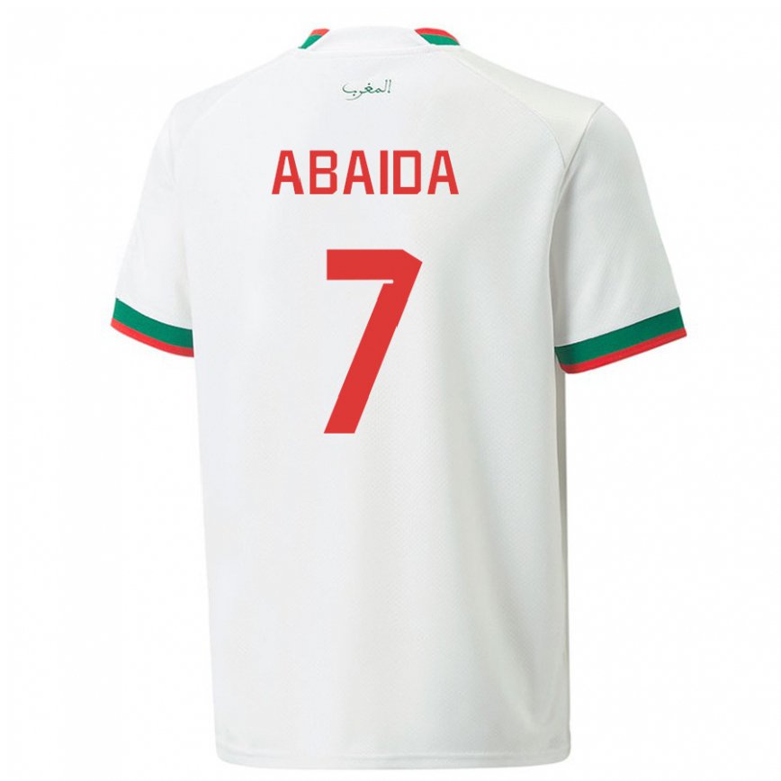 Hombre Camiseta Marruecos Haitam Abaida #7 Blanco 2ª Equipación 22-24 Argentina