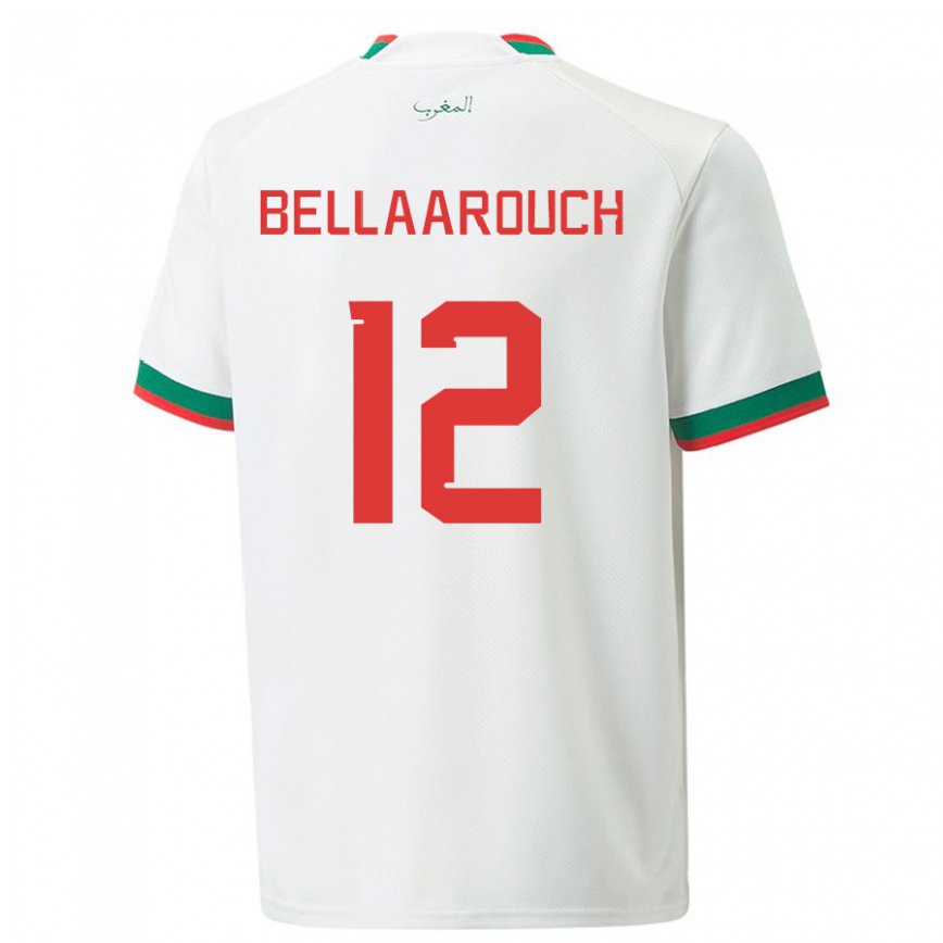 Hombre Camiseta Marruecos Alaa Bellaarouch #12 Blanco 2ª Equipación 22-24 Argentina