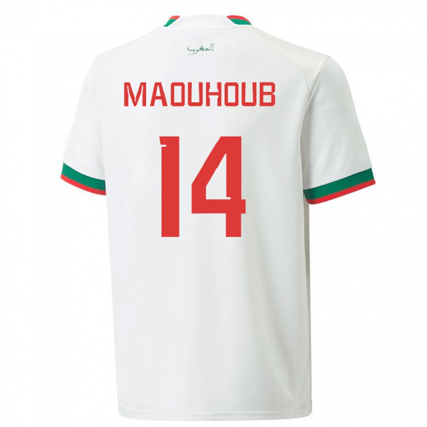 Hombre Camiseta Marruecos El Mehdi Maouhoub #14 Blanco 2ª Equipación 22-24 Argentina