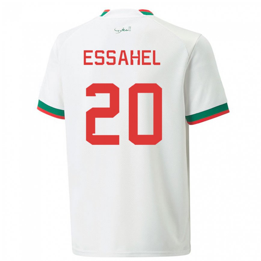 Hombre Camiseta Marruecos Mohammed Amine Essahel #20 Blanco 2ª Equipación 22-24 Argentina